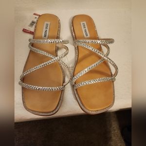 Steve Madden Rhinestone embellished Open toe, Slip-on sandals Size 10